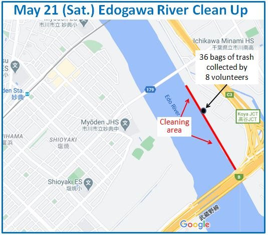 Edogawa River clean up May 21, 2022