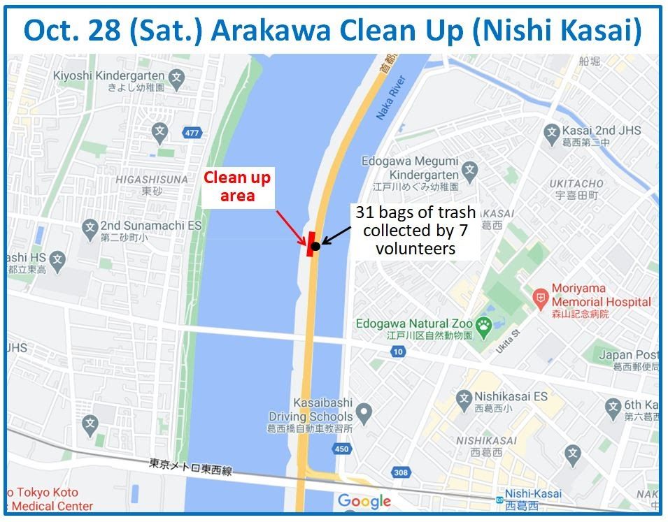 Arakawa River clean up Oct 28, 2023