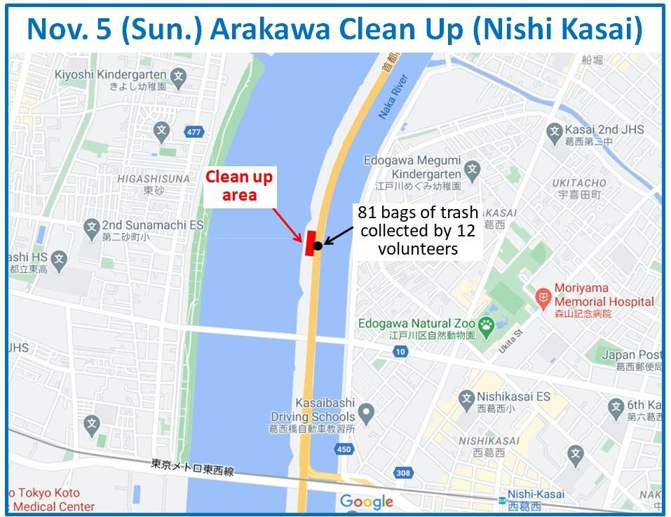 Arakawa River clean up Nov 5, 2023