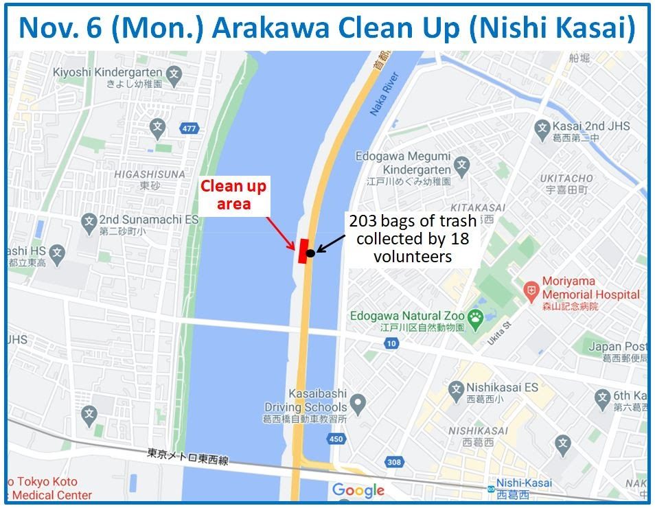 Arakawa River clean up Nov 6, 2023