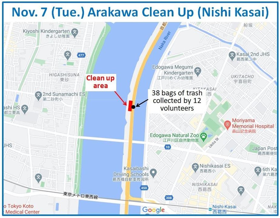 Arakawa River clean up Nov 7, 2023