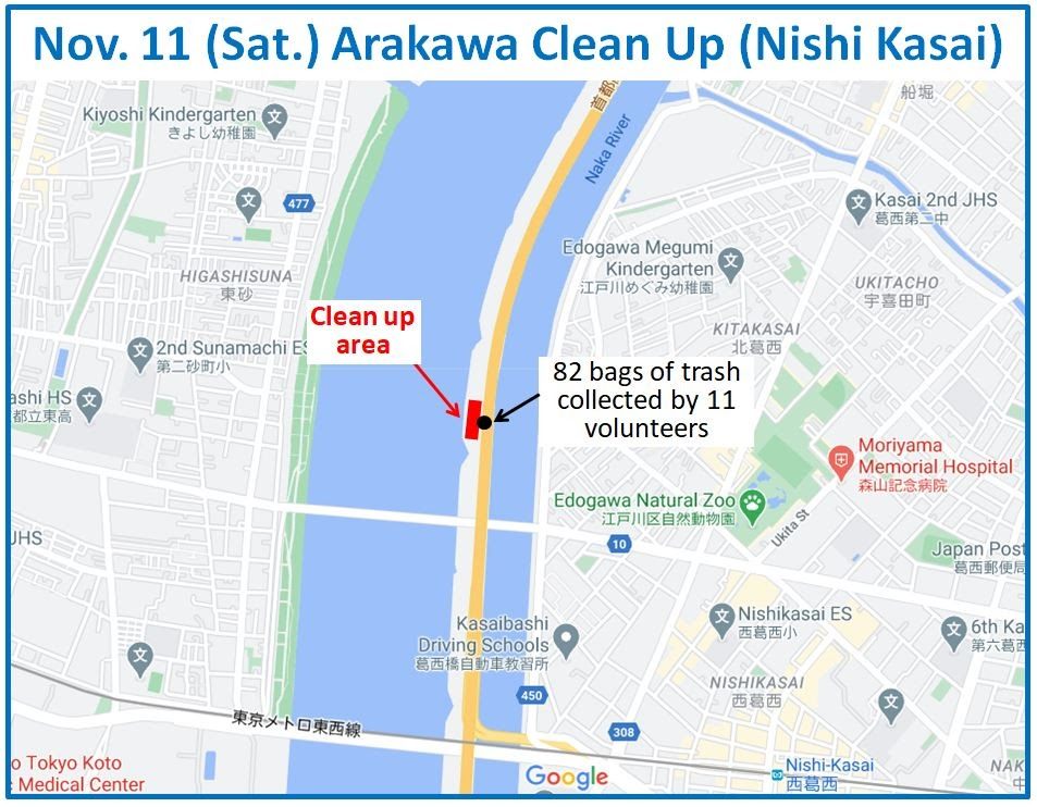 Arakawa River clean up Nov 11, 2023