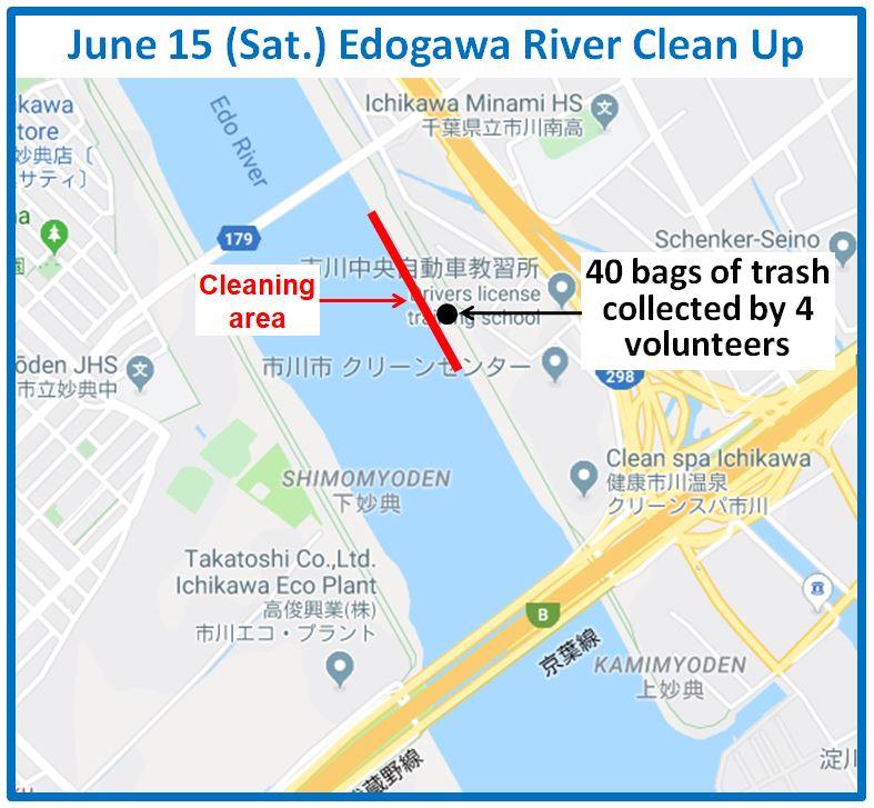 Edogawa River clean up June 15, 2024