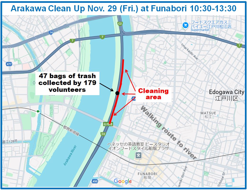 Arakawa River clean up Nov 29, 2024