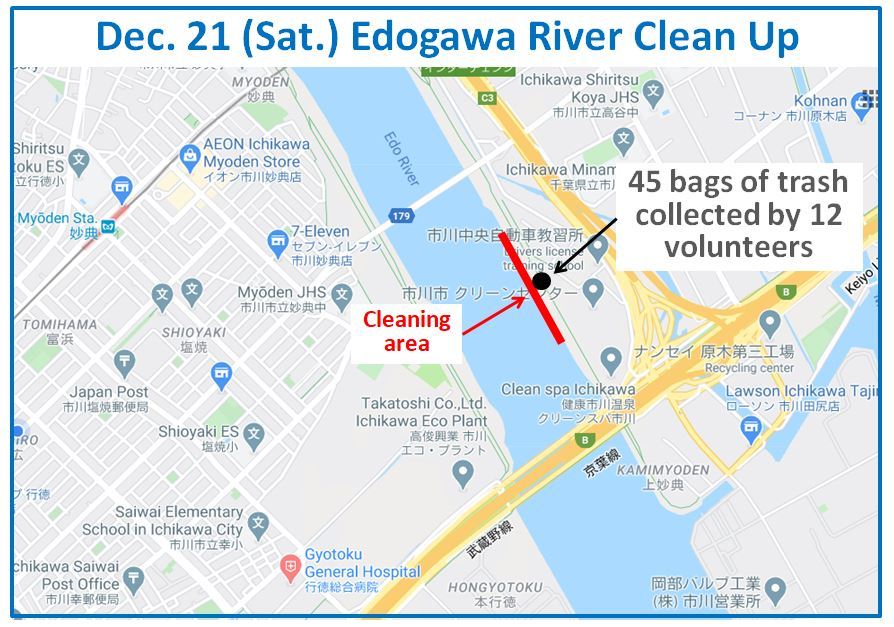 Edogawa River clean up Dec 21, 2024